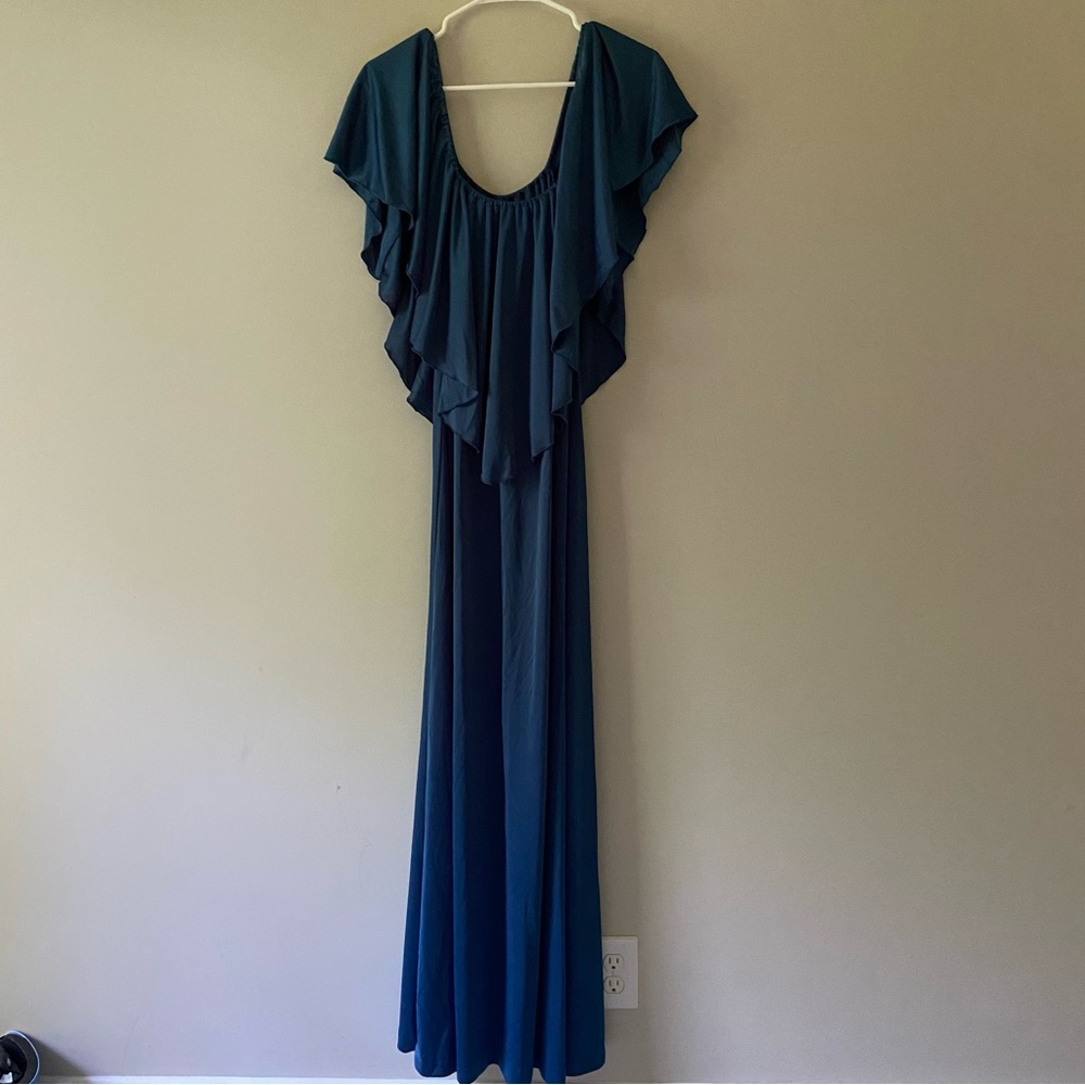 Neiman Marcus Vintage Bridesmaid Dress Gown Rich Satin Blue Size 4 Wedding Gala